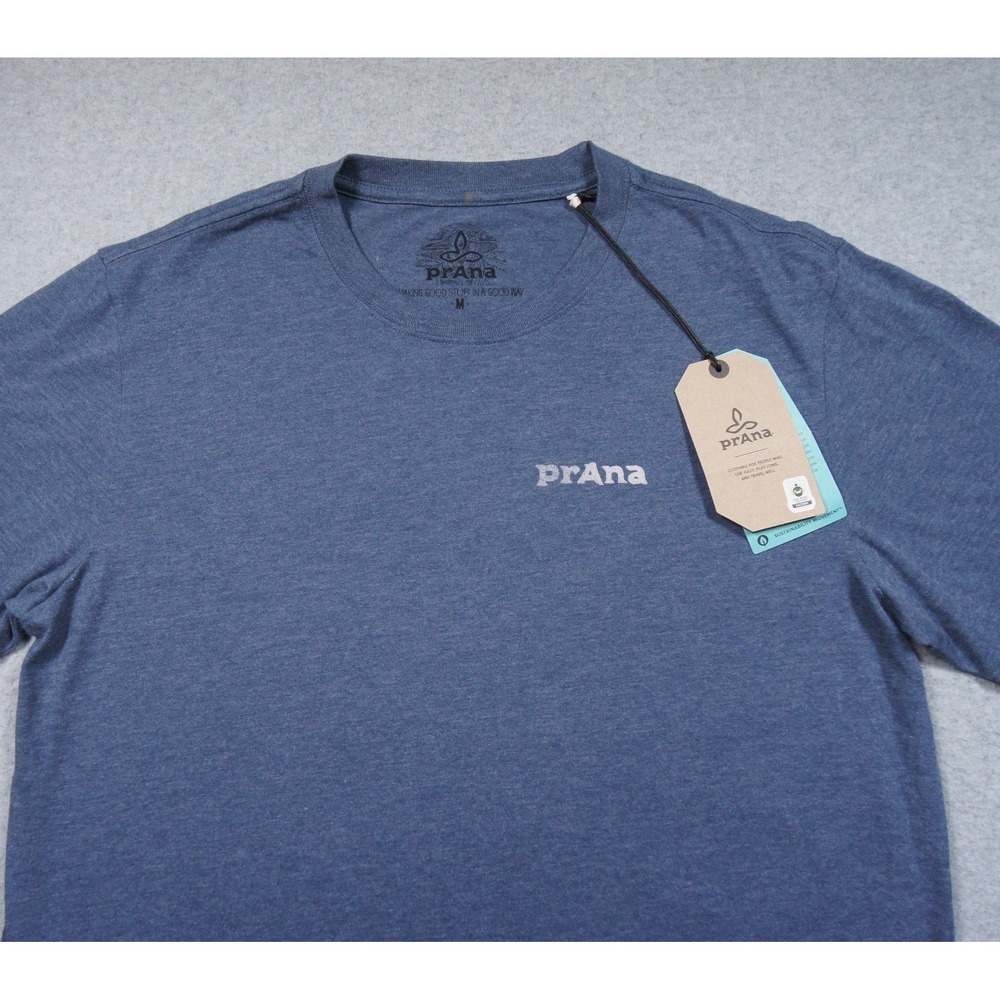 Prana Shirt Mens Medium Blue Graphic Tee Short Sleeve Crewneck Outdoors NEW - Picture 4 of 11